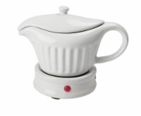 14 oz White Ceramic Electric Gravy Boat Warmer with Lid and Detachable Power Cord