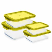 Oven Safe Glass Food Storage Container Set with Plastic Lids - 4 Pack