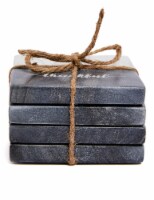4 Inch Grey Thankful Marble 4 Pack Coaster Set