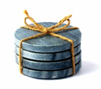 4 Inch Round Marble 4 Pack Coaster Set, Grey