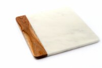 12 x 12 White Marble and Wood Accent Charcuterie Board
