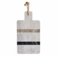 14 x 7.75 White Striped Marble Charcuterie Board with Handle