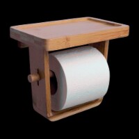 Bamboo Single Toilet Paper Holder with Shelf