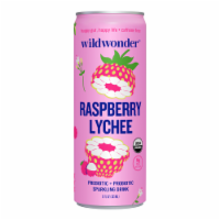 Wildwonder® Raspberry Lychee Prebiotic + Probiotic Sparkling Drink Single Can Perspective: Main