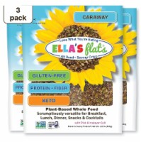 Ella's Flat - All Seed Savory Cracker High Fiber Chip, Caraway Flavor - 4.8 Ounce (Pack of 3)