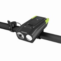 USB Rechargeable LED Bicycle Headlight Bike Head Light Front Lamp Cycling + Horn (black/gree