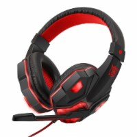 3.5mm Gaming Headset Mic LED Headphones Stereo Bass Surround For PC Xbox One PS4 (red-black)