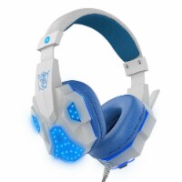 3.5mm Gaming Headset Mic LED Headphones Stereo Bass Surround For PC Xbox One PS4 (white-blue)