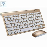 Mini Wireless Keyboard And Mouse Set Waterproof 2.4G Compatible (Gold)