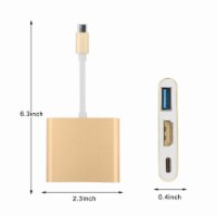 Type C USB 3.1 USB-C 4K HDMI USB 3.0 Adapter Cable 3 in 1 Hub Compatible with Macbook Gold