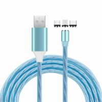 3-in-1 LED Light Up Charger Charging Cable USB Cord For 8 Pin, USB C, or Micro USB (Blue)