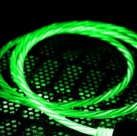Micro USB Cable Flowing LED Light Data Sync Charging Cord Universal Micro USB (Green)