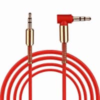 3.5mm Male to M Aux Cable Cord L-Shaped Right Angle Car Audio Headphone Jack (Red)
