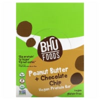 BHU Foods Vegan Protein Bar Peanut Butter + Chocolate Chip 12 Bars - 1.6 oz (45 g)