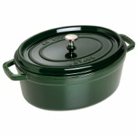 Staub Cast Iron Oval Cocotte, Dutch Oven, 5.75-quart, serves 5-6, Made in France, Basil