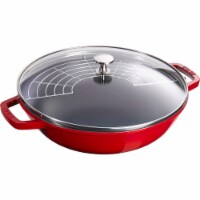 Staub Cast Iron Perfect Pan , Dutch Oven, 4.5-quart, serves 4-5, Made in France, Cherry