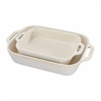 Staub Ceramic 2-pc Rectangular Baking Dish Set - Rustic Ivory