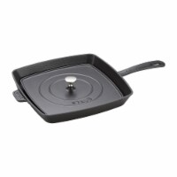 Staub Cast Iron 12-inch Square Grill Pan & Press Set - Matte Black
