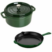 Staub Cast Iron 3-pc Cocotte and Fry Pan Set-Basil