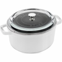 Staub Cast Iron 4-qt Round Cocotte with Glass Lid - White