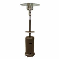 AZ Patio Tall Propane Outdoor Wheeled Patio Heater with Table, Hammered Bronze