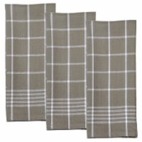 Dunroven House OR727-10 Picnic Plaid Kitchen Towels, Taupe & White - Set of 3