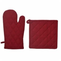 Dunroven House ORK104MP-CRN Quilted Oven Mitt & Potholder Set, Cranberry