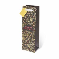 True Fabrications Happy Holidays Floral Single Bottle Wine Bag - Black