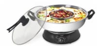 SPT SS-303 5 qt. Stainless Steel & Black Electric Shabu Pot