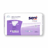 Seni Super Adult Incontinence Brief XS Heavy Absorbency Breathable, S-XS25-BS1, Heavy, 25 Ct
