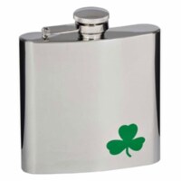 Visol VF1244 Green Clover 6oz Stainless Steel Hip Flask