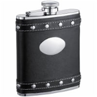 Visol VF1220 Visol Rocker Black Leather Liquor Flask With Studs - 6oz