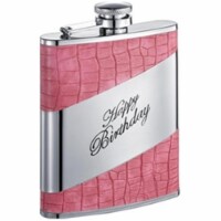 Visol VF1254 Happy Birthday Pink Crocodile Hip Flask - 6oz