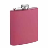 Visol VF5072 Flamingo 6 Ounce Pink Coated Stainless Steel Flask