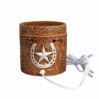 Scentsationals Home Fragrance Western Leather Emobossed Full-Size Wax Warmer with Light Bulb