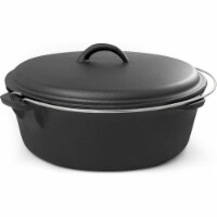 Cook Pro 517A 12.5 x 12.5 in. Camp Cast Iron Round Dutch Oven, Black & Gray