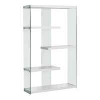 Monarch Specialties 60 Inch Modern Glass Sided Bookcase with 4 Shelves, White