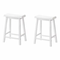 Bar Stool, Set Of 2, Counter Height, Saddle Seat, Kitchen, Wood, White, Contemporary, Modern
