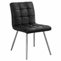 Dining Chair, Set Of 2, Side Kitchen, Dining Room, Pu Leather Look, Metal, Black, Chrome,