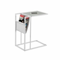 Snack, Magazine Storage Bedroom, Metal, Pu Leather Look, Tempered Glass, White,
