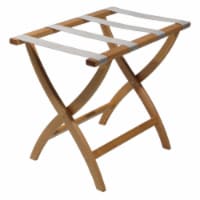 Wooden Mallet  Designer Curve Leg Luggage Rack with Silver Straps - Light Oak