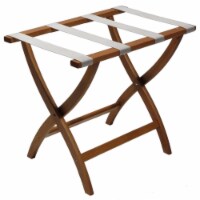 Wooden Mallet  Designer Curve Leg Luggage Rack with Silver Straps - Medium Oak