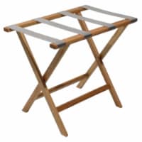 Wooden Mallet  Deluxe Straight Leg Luggage Rack with Gray Straps - Light Oak