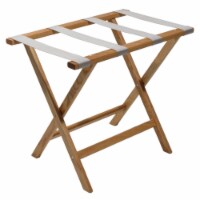 Wooden Mallet  Deluxe Straight Leg Luggage Rack with Silver Straps - Light Oak