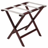 Wooden Mallet  Deluxe Straight Leg Luggage Rack with Silver Straps - Mahogany
