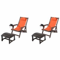 Romantic Collection Canvas Sling Chair with Cup and Wine Holder and Ottoman (Set of 4)