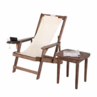 Romantic Collection Canvas Sling Chair with Cup and Wine Holder and end table