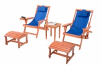Romantic Collection Canvas Sling Chair with Cup and Wine Holder and Ottoman (Set of 5)