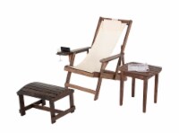 Romantic Collection Canvas Sling Chair with Cup and Wine Holder and Ottoman (Set of 3)
