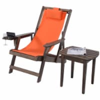 Romantic Collection Canvas Sling Chair with Cup and Wine Holder and end table